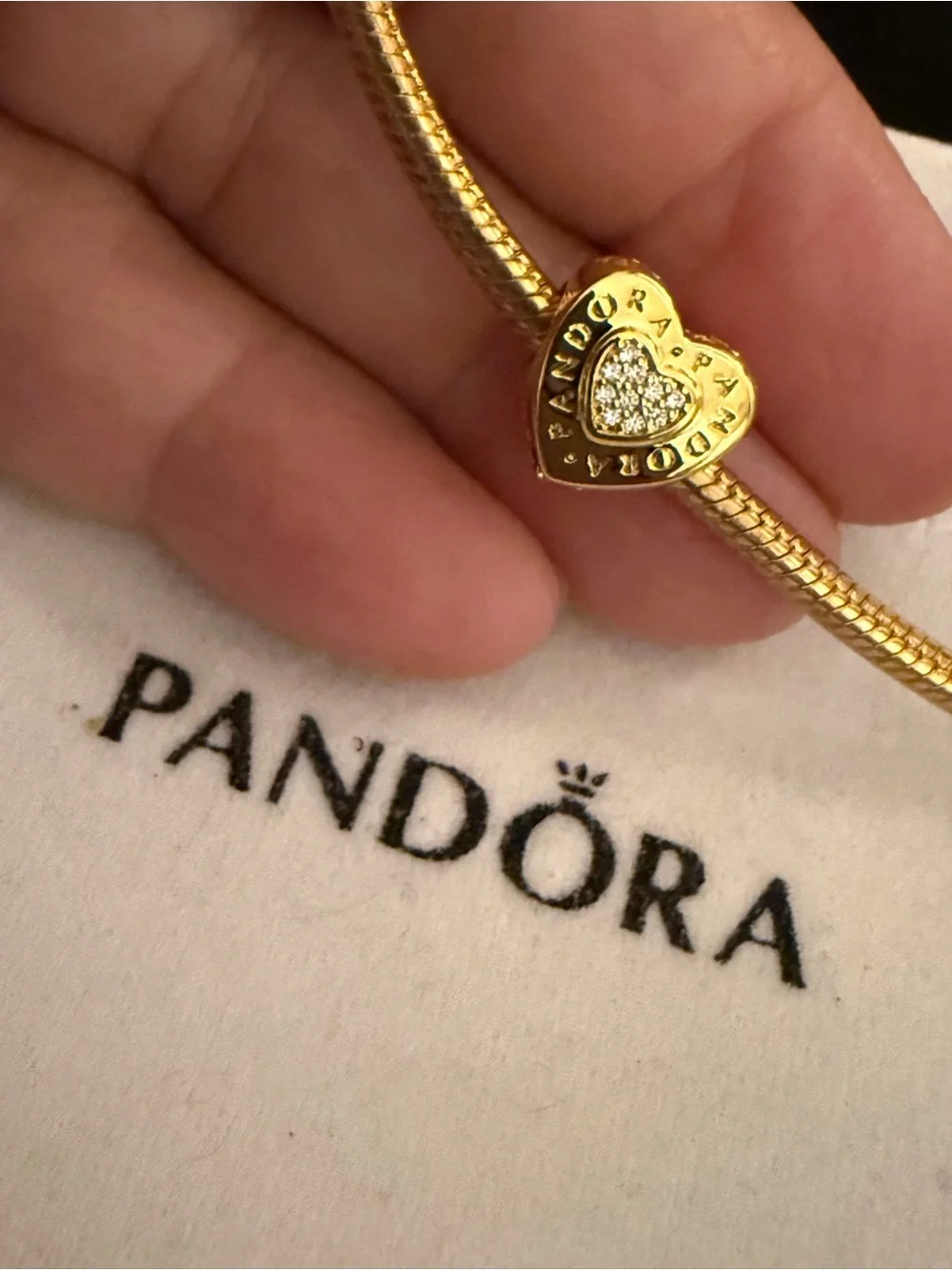 Pandora Gold Heart Pavé Charm